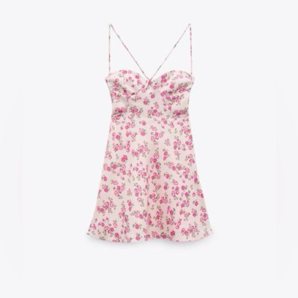 Zara Pink Floral Dress NWT